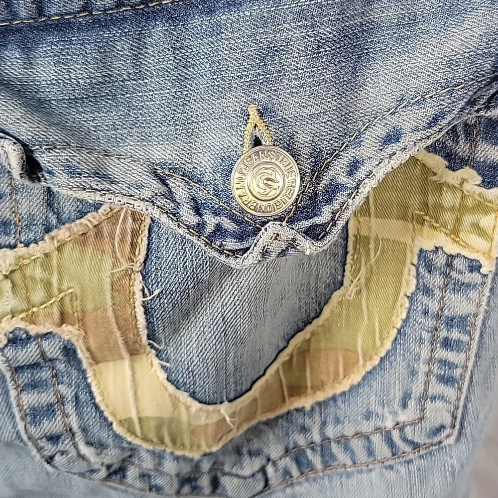 Y2K Rare True Religion Camo Flap Straight Flared Baggy Jeans‎ 34/32